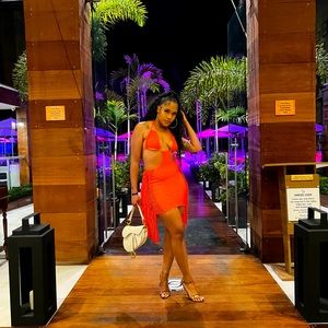 Orange Mini dress with fringes